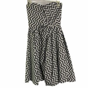 Mod Cloth Strapless Mini Skater Dress White Black
